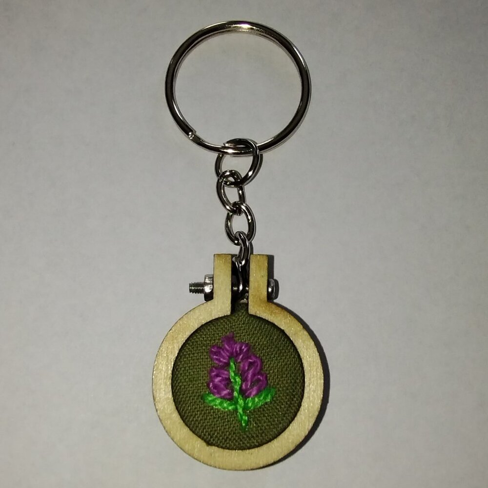 Lavender Embroidery Keychain